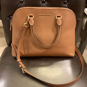 Michael Kors Cindy Large Dome Satchel - Saffiano Brown Leather